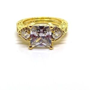 Gold Art Deco Diamond Ring Princess Cut Diamond​